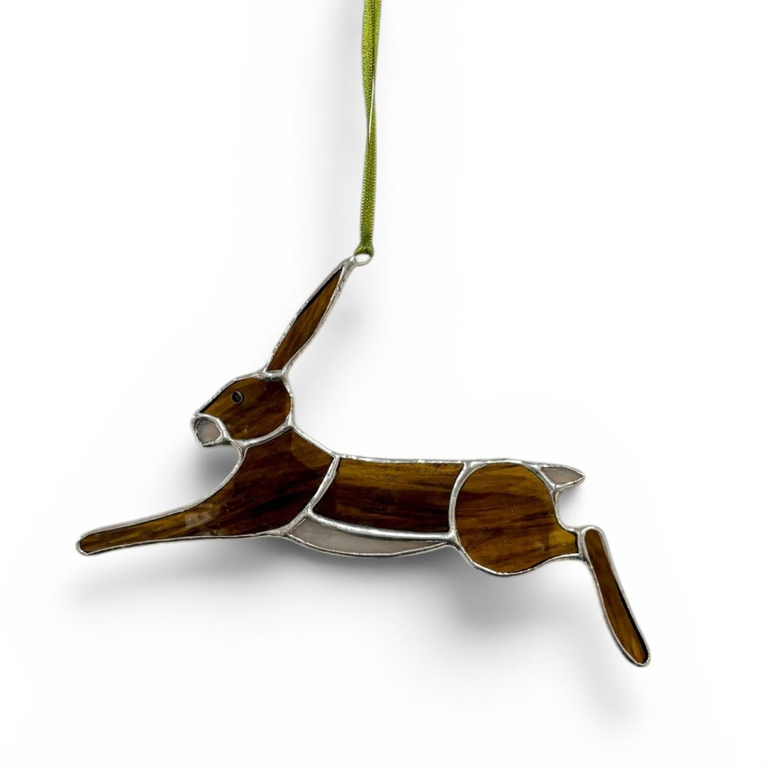 Stained Glass Running Hare Decoration - Dragonfly Glass Art_Just Makers