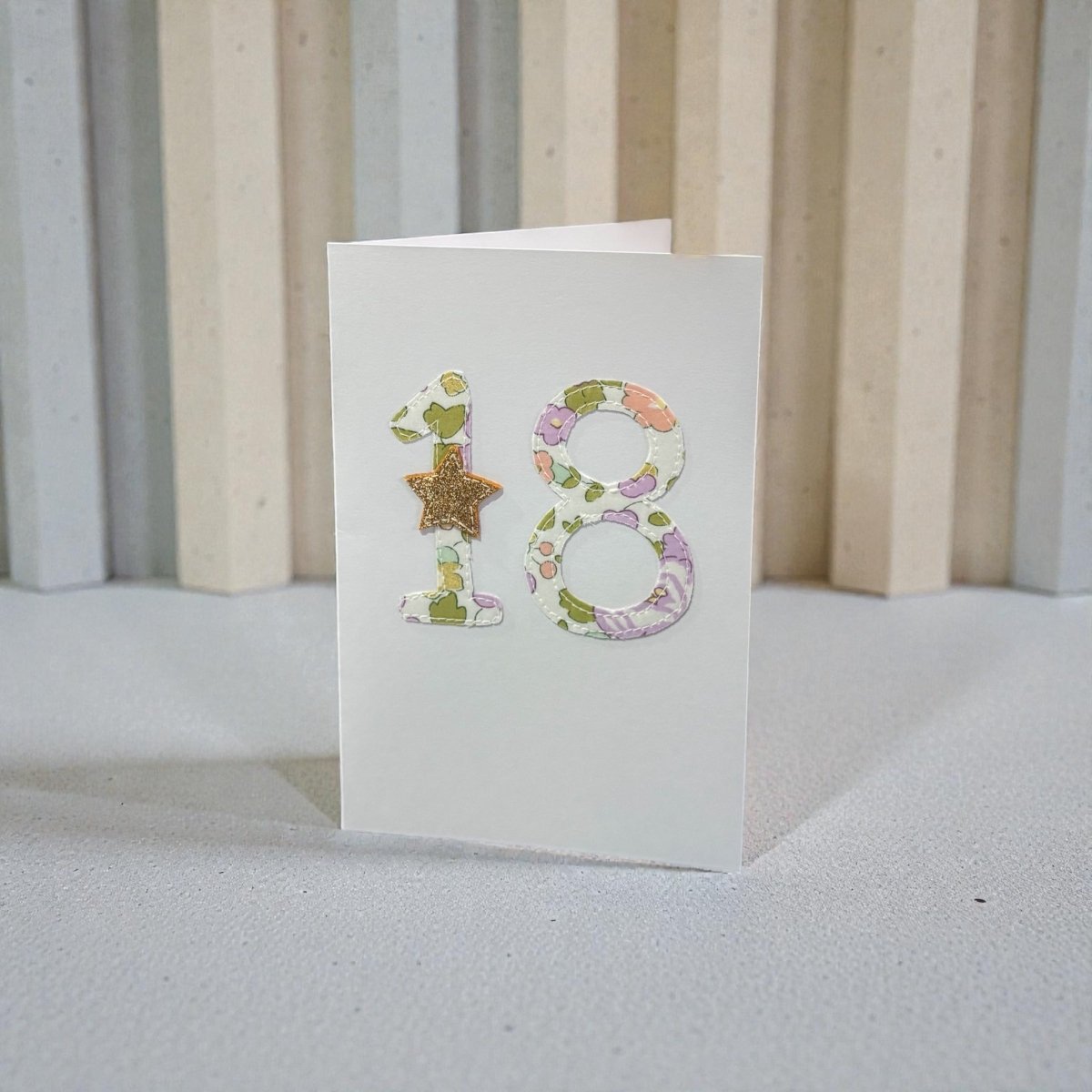 Stitched Fabric Age 18 Card - Alice and Audrey_just makers