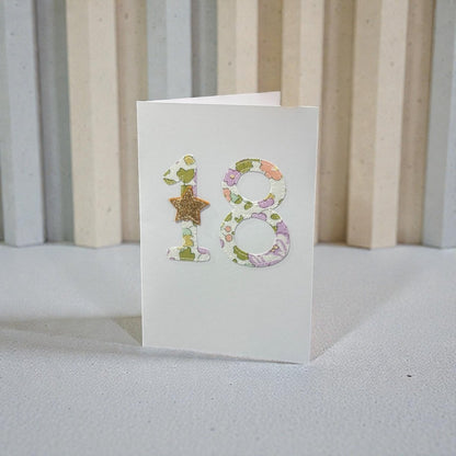 Stitched Fabric Age 18 Card - Alice and Audrey_just makers