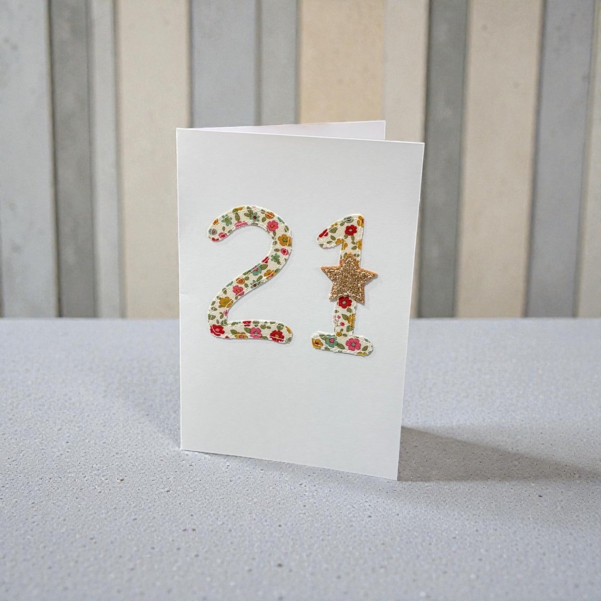 Stitched Fabric Age 21 Card - Alice and Audrey_just makers