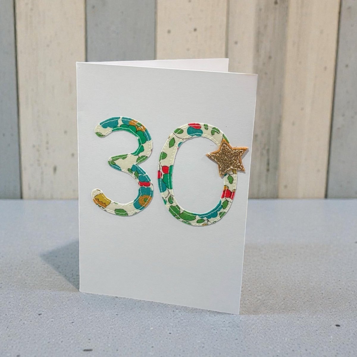 Stitched Fabric Age 30 Card - Alice and Audrey_just makers