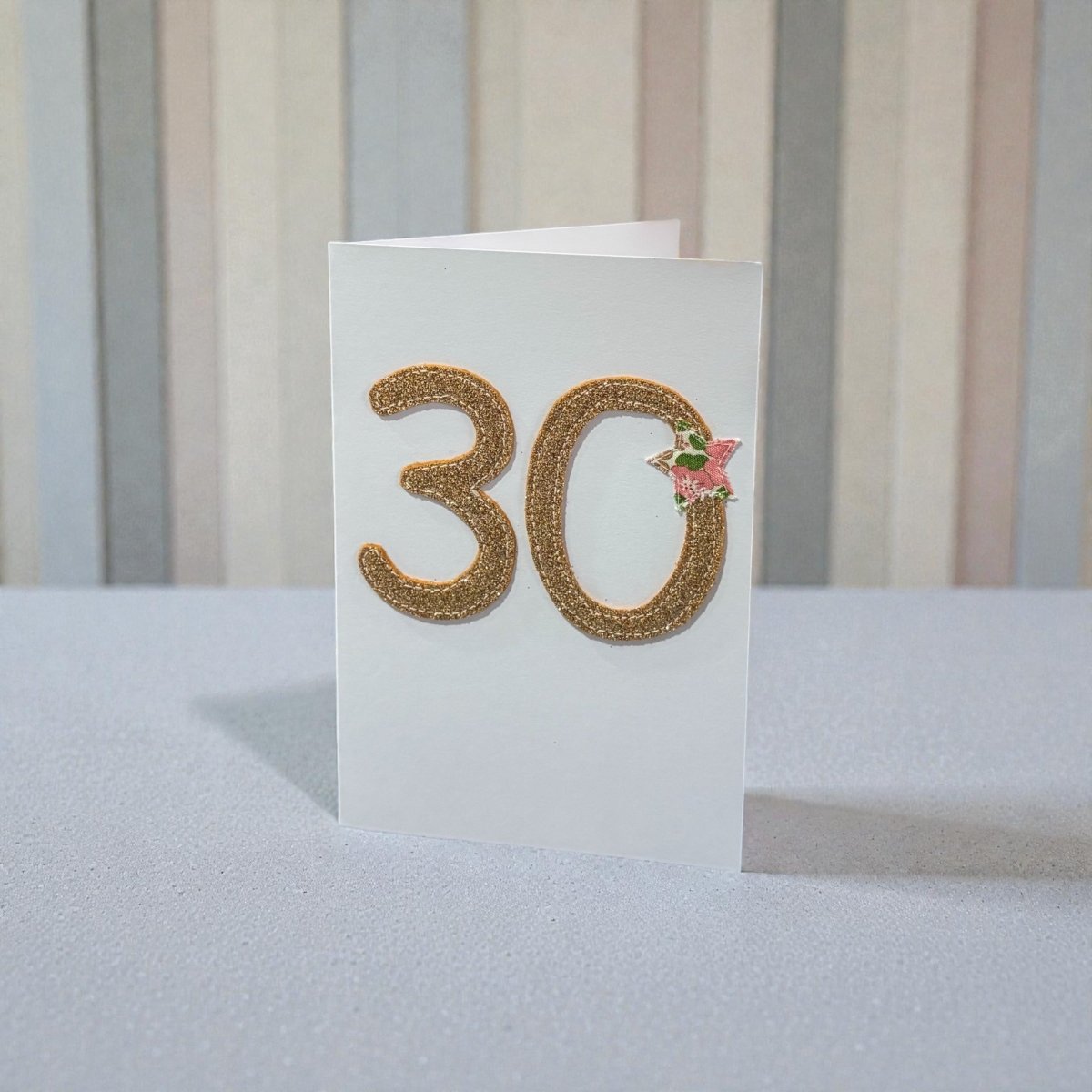 Stitched Fabric Age 30 Card - Alice and Audrey_just makers