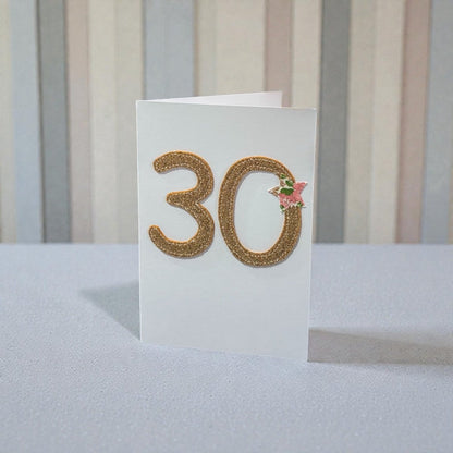 Stitched Fabric Age 30 Card - Alice and Audrey_just makers