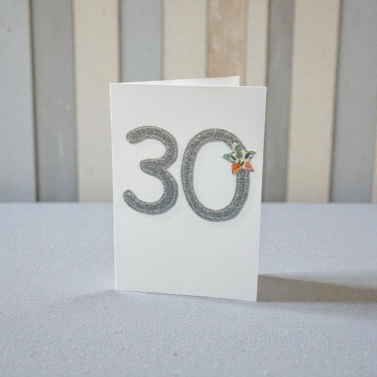 Stitched Fabric Age 30 Card - Alice and Audrey_just makers