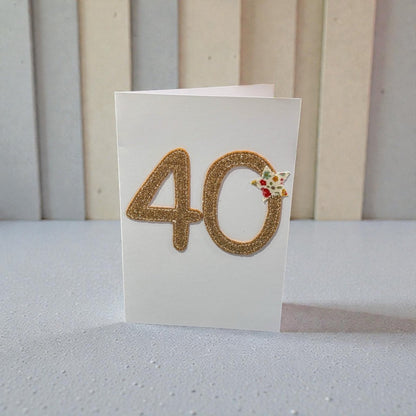 Stitched Fabric Age 40 Card - Alice and Audrey_just makers