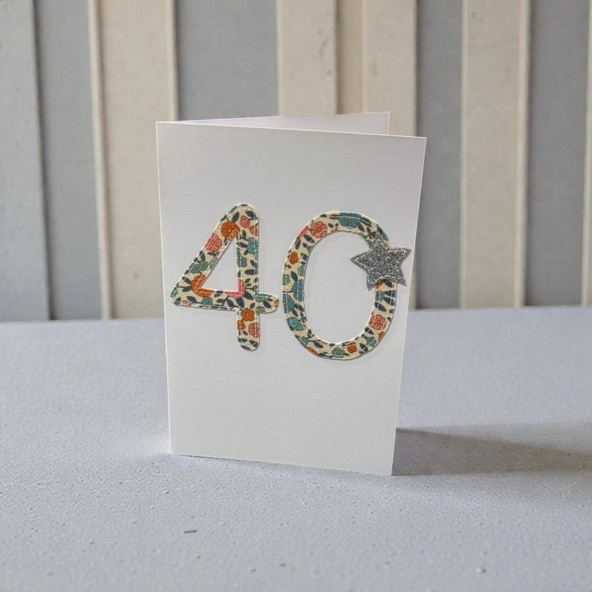 Stitched Fabric Age 40 Card - Alice and Audrey_just makers
