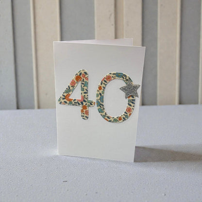 Stitched Fabric Age 40 Card - Alice and Audrey_just makers