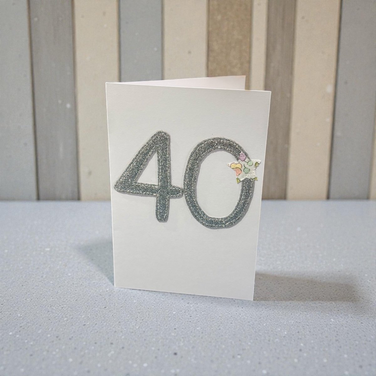 Stitched Fabric Age 40 Card - Alice and Audrey_just makers