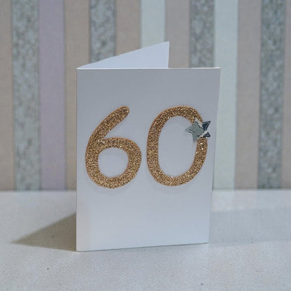White card with gold glitter &