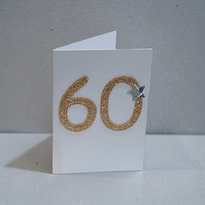 White card with gold glitter &
