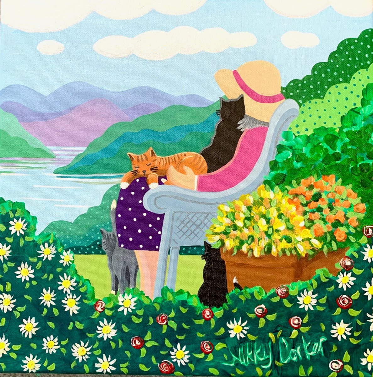 The Happy Cat Lady Mounted Print - Nikky Corker_Just Makers