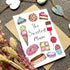 Greeting card with illustrations of desserts and &