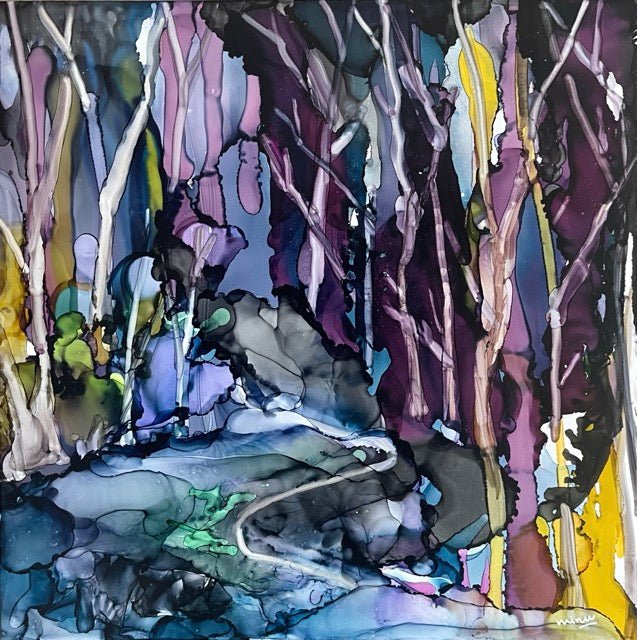 Through the Wilderness alcohol ink painting by Minu Achrekar