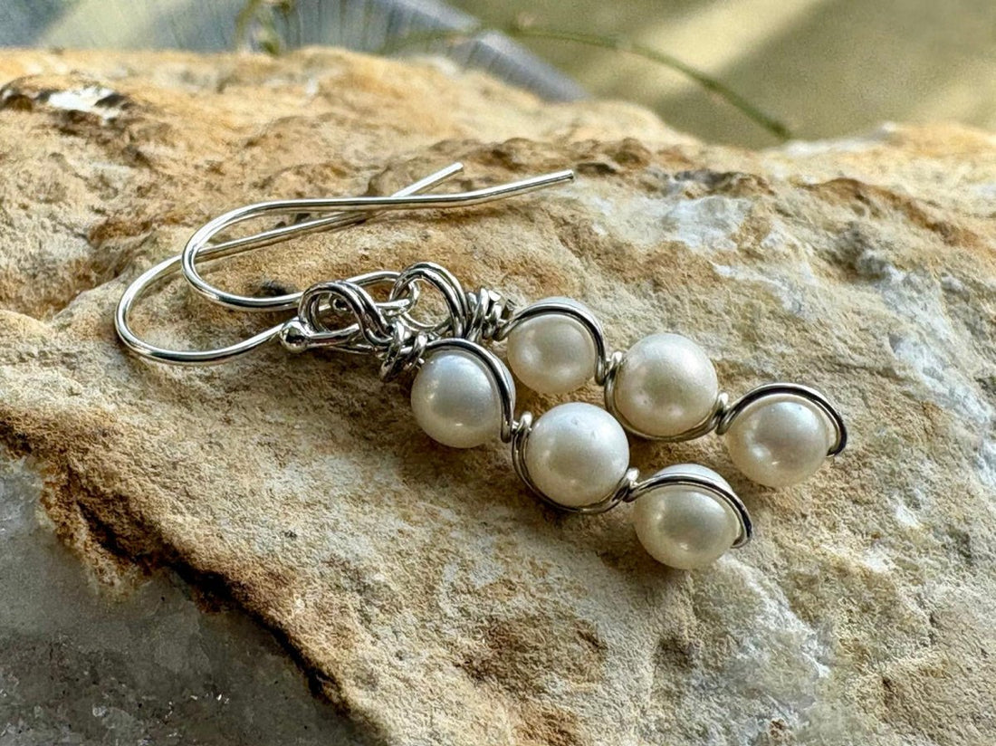 Triple Pearl Sterling Silver Drop Earrings - Hart, Body and Soul_Just Makers