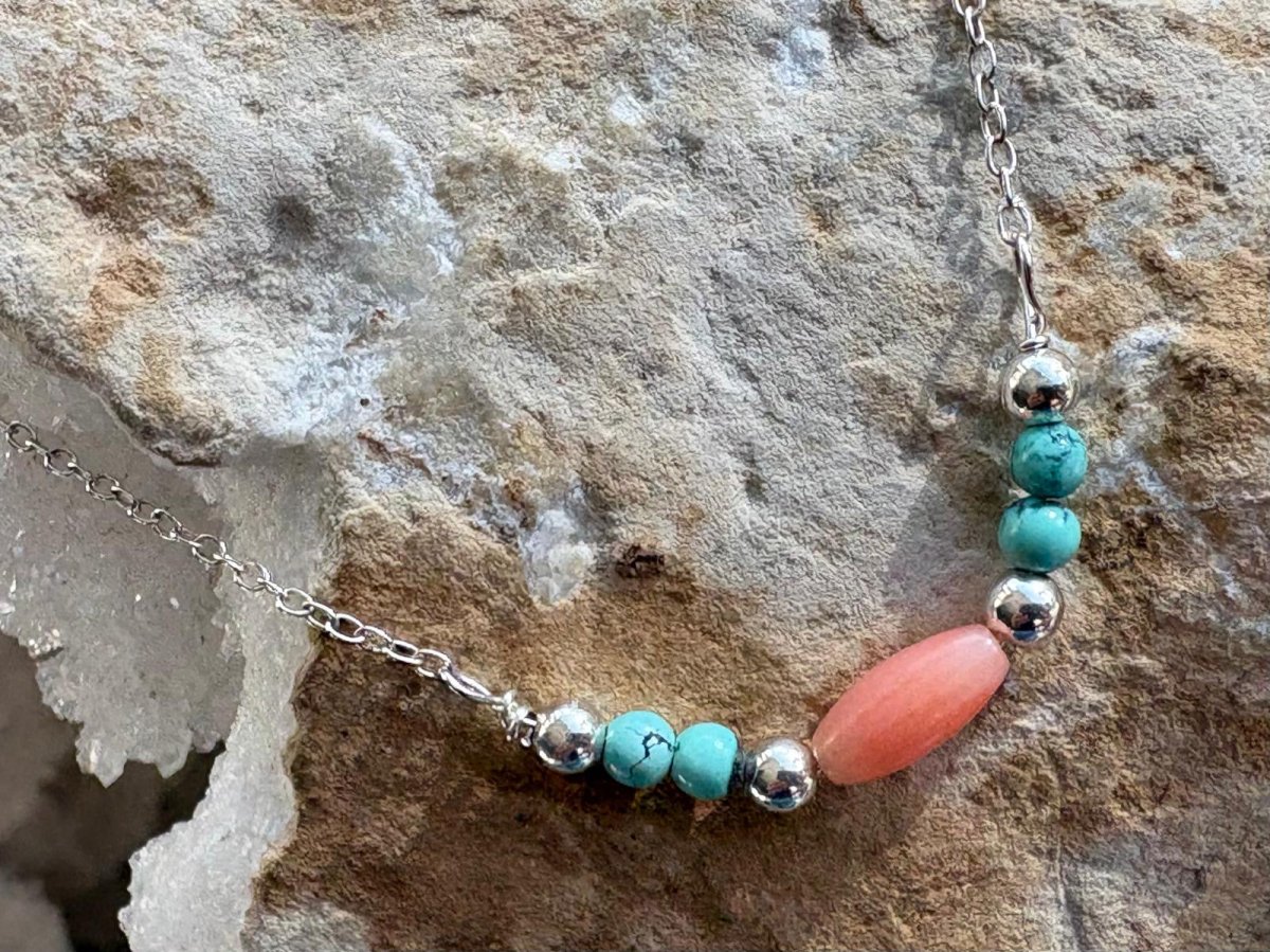 Turquoise and Bamboo Coral Necklace - Hart, Body and Soul_Just Makers