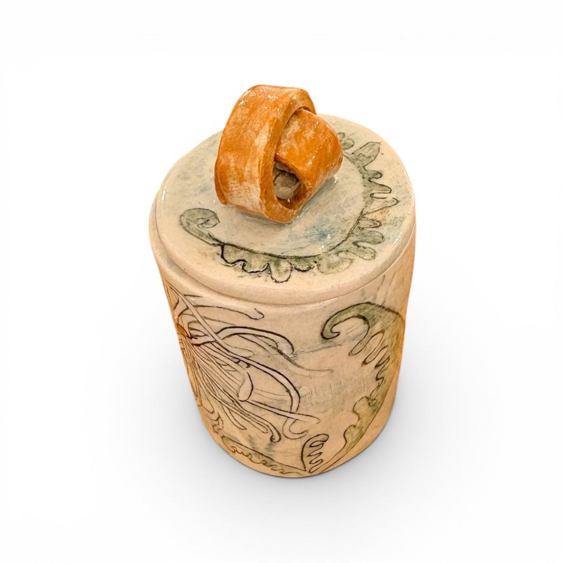 Whirlygig Lidded Jar - Kissed Frog Ceramics_Just Makers