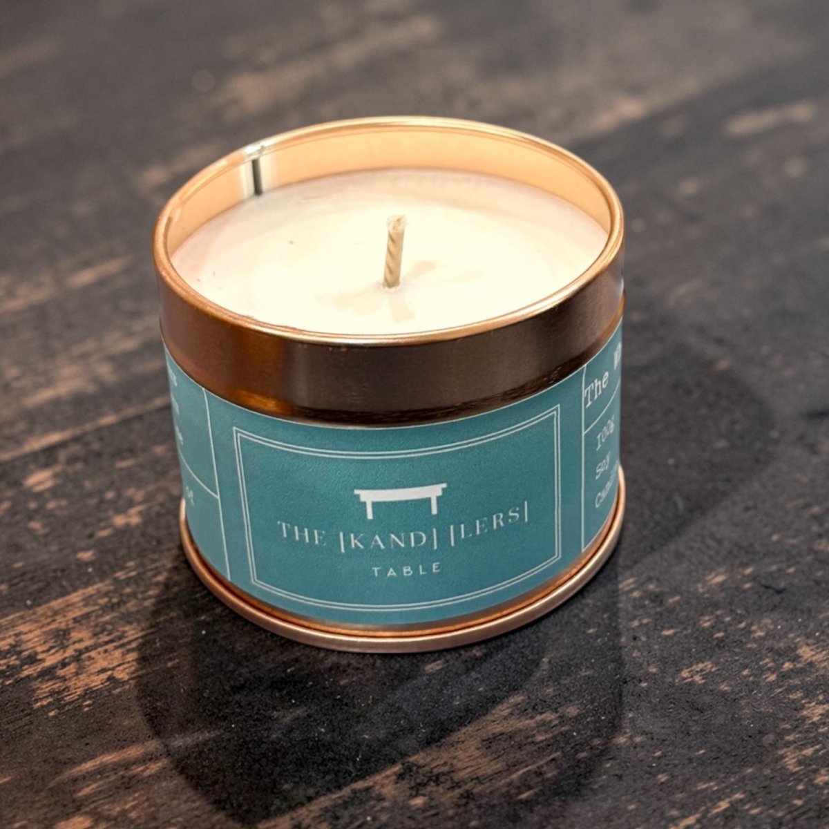 Whispers in the Waves Rose Gold Tin Candle - Kandlers Table_Just Makers