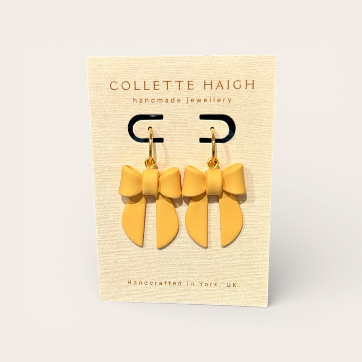 Yellow Bow Dangle Earrings - CH Handmade_Just Makers