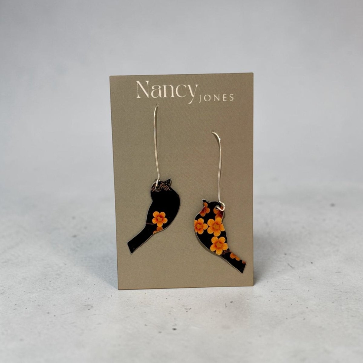 Yellow Floral Bird Long Wire Earrings - Nancy Jones_just makers