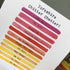 Card with Yorkshire dialect phrases and colorful bars on a white background