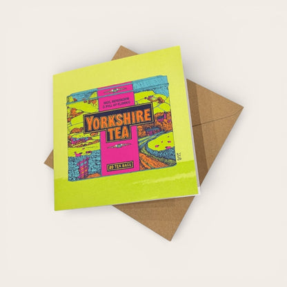 Yorkshire Tea Green Greeting Card - Bejojo Art_Just Makers